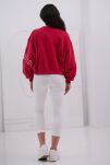 NATURAL SIDE BLUZA PUDEŁKOWA Z LOGO NA RĘKAWIE CZERWONA - 4