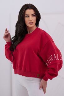 NATURAL SIDE BLUZA PUDEŁKOWA Z LOGO NA RĘKAWIE CZERWONA