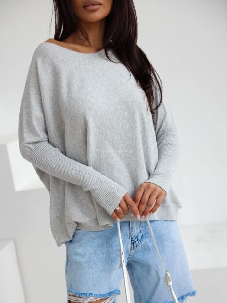 BY O LA LA...! SWETER NIETOPERZ V-NECK NAOMI SZARY