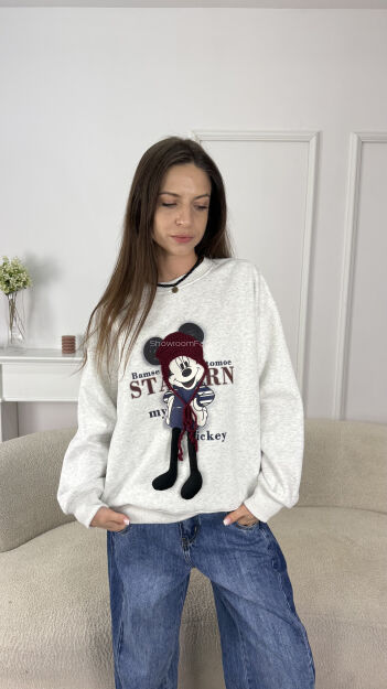 DRESOWA BLUZA MICKEY MOUSE W CZAPCE SZARA