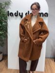 LADY DRAMA OVERSIZOWY PŁASZCZ KOŻUSZEK RUDY BRĄZ (WIEWIÓRKA) - 4