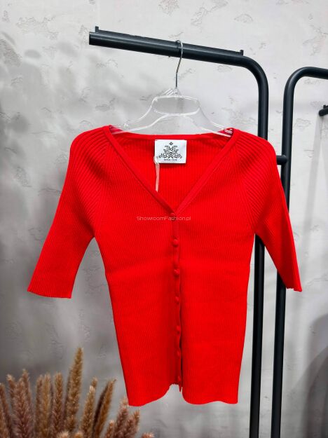 ROYAL CLUB SWETER KARDIGAN Z KRÓTKIM RĘKAWEM ROSSA (CZERWONY)