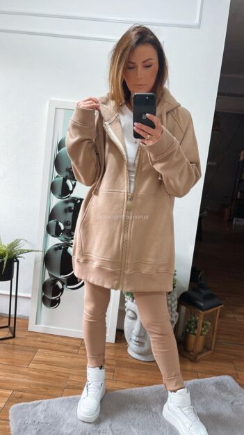 BY O LA LA! DRESOWA BLUZA ZIP BEŻ
