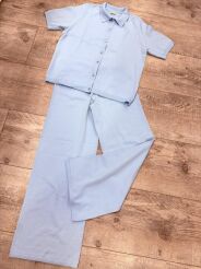 BY O LA LA...! KOMPLET DZIANINOWY BLUZKA + SPODNIE NIEBIESKI