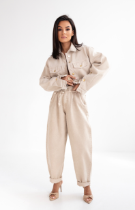 SEMPRE SPODNIE JEANS BEŻ