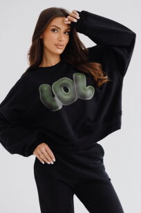 BY O LA LA! DRESOWA BLUZA OVERSIZE LOL CZERŃ/ZIELEŃ (MATCHA)