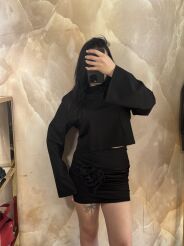 LA MILLA KOMPLET BLUZKA + SPÓDNICA RÓŻA CZARNY