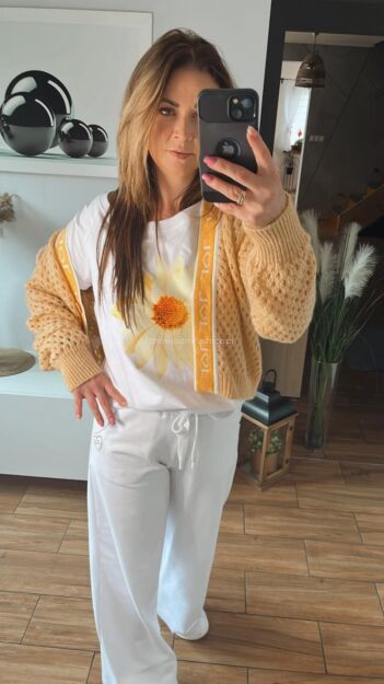 BY O LA LA...! SWETER Z LOGOWANĄ TAŚMĄ ŻÓŁTY