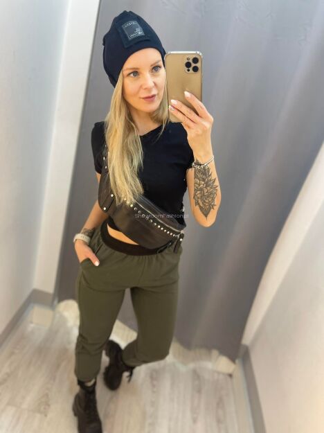 BY O LA LA ! SPODNIE DRESOWE SERDUSZKA KHAKI/CZARNE