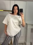 LA MILLA BLUZKA T-SHIRT OVERSIZE Z KIESZONKĄ BIAŁA - 2