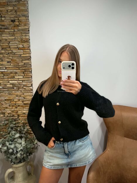 ROYAL CLUB SWETER KARDIGAN ALPAKA CZARNY
