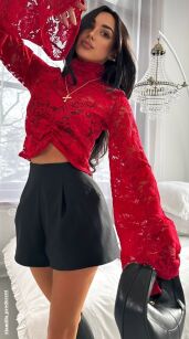 LA MILLA GOLF KORONKOWY Z MARSZCZENIEM CZERWONY