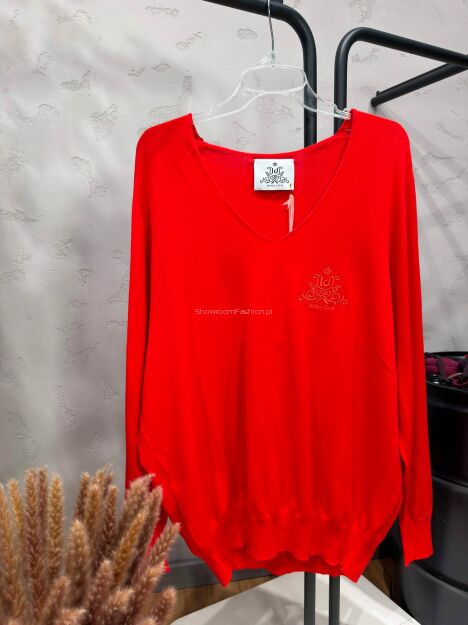 ROYAL CLUB SWETER V-NECK Z LOGIEM ROSSA (CZERWONY)