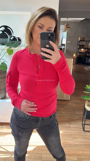 BY O LA LA...! PRĄŻKOWANA BLUZKA BASIC LOL GIRL MAGENTA