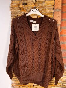 COCOMORE SWETER V-NECK WARKOCZ BRĄZ