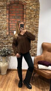 COCOMORE SWETER V-NECK WARKOCZ BRĄZ