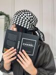 CHUSTA APASZKA Z JEDWABIEM KRATA CZERŃ/BIEL - 3