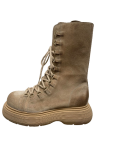 BY O LA LA...! BUTY BOTKI SZNUROWANE SKÓRA ZAMSZ BEŻOWE - 7