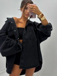 EMO OVERSIZOWA KOSZULA JEANSOWA CZARNA