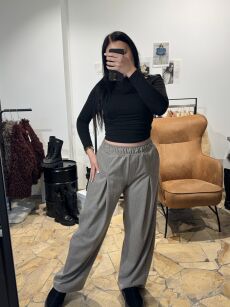 EMO SPODNIE WIDE LEG JODEŁKA BEŻ/CZEKOLADA