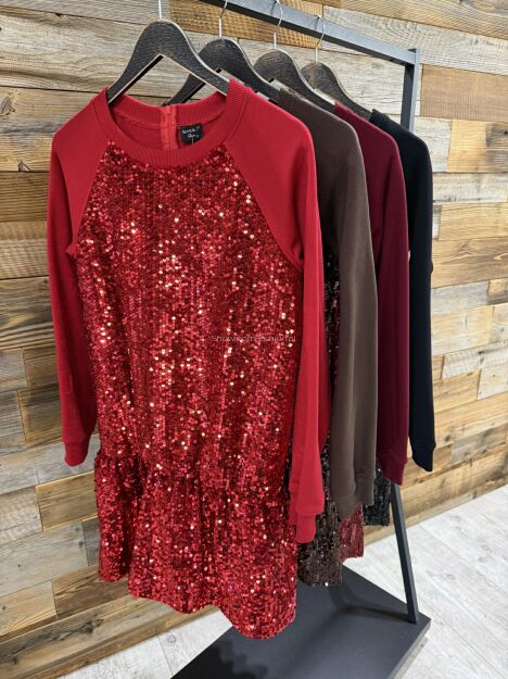 BY O LA LA! SUKIENKA Z CEKINAMI CZARNA