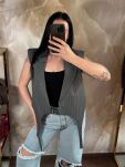 LA MILLA KAMIZELA OVERSIZE Z PASKAMI SZARA W PASY - 2