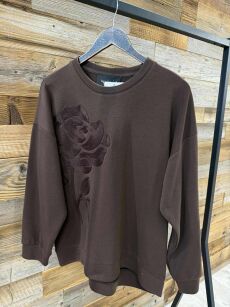 BY O LA LA! HAFTOWANA BLUZA PREMIUM CZEKOLADA