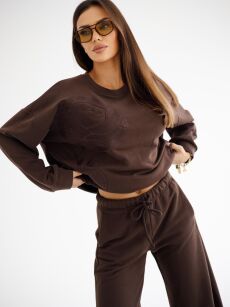 BY O LA LA! HAFTOWANA BLUZA PREMIUM CZEKOLADA