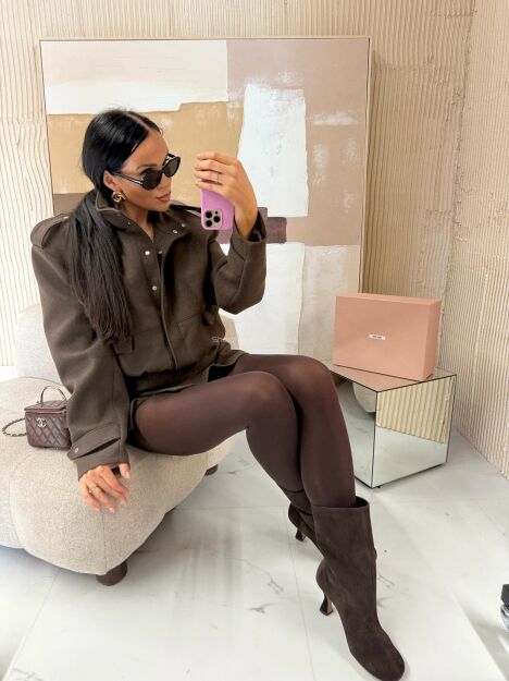 LA MILLA BUTY BOTKI ZAMSZ CZEKOLADOWE