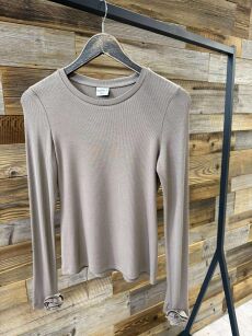 BY O LA LA! BLUZKA BASIC NEW ROSE STONE (BRĄZ/TAUPE)
