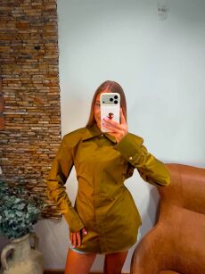 LADY DRAMA KOSZULA BOW KHAKI