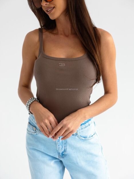 BY O LA LA...! PRĄŻKOWANA BLUZKA TOP ABIAH KAKAO