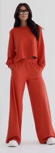 BY O LA LA...! KOMPLET BLUZA + SPODNIE WIDE LEG ALICE TERRACOTTA (RUDY)