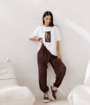 BY O LA LA! BLUZKA T-SHIRT OVERSIZE GIRL BIAŁY - 2