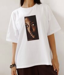 BY O LA LA! BLUZKA T-SHIRT OVERSIZE GIRL BIAŁY