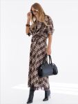 BY O LA LA! SPÓDNICA MAXI W KRATĘ AUTUMN CZEKOLADA - 2