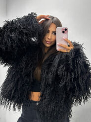 EMO KRÓTKIE ECO FUTRO LAMA CZARNE