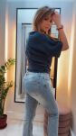 BY O LA LA! SPODNIE DZWONY JEANS Z PRZETARCIAMI NIEBIESKIE - 5