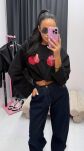LA MILLA BLUZKA OVERSIZE LONGSLEEVE RÓŻE CZARNA - 4