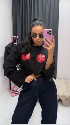 LA MILLA BLUZKA OVERSIZE LONGSLEEVE RÓŻE CZARNA