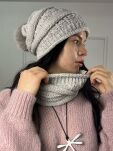 BY O LA LA...!  KOMPLET CZAPKA + KOMIN SNOWFLAKE SZARY - 2