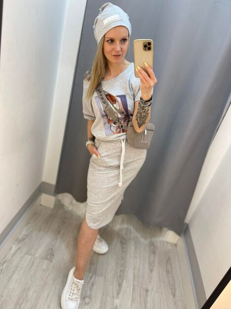 BY O LA LA! DRESOWA SPÓDNICA MIDI SZARA