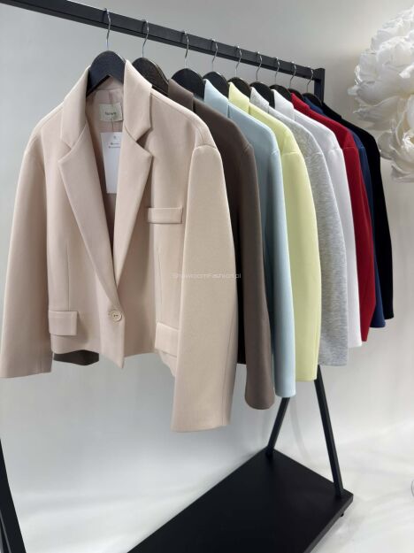 BY O LA LA! OVERSIZOWA MARYNARKA JEDEN GUZIK DENIM (GRANAT)