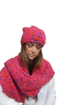 BY O LA LA...! ZIMOWY SZAL MELANŻ FUKSJA/POMARAŃCZ - 2