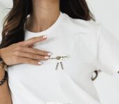 BY O LA LA! BLUZKA T-SHIRT KOKARDKA ŚMIETANA - 2