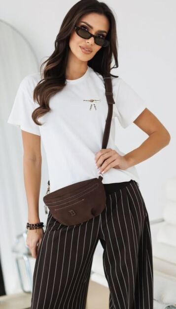 BY O LA LA! BLUZKA T-SHIRT KOKARDKA ŚMIETANA