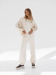 BY O LA LA...! KOMPLET DRESOWY KORONKOWE LAMPASY JASNY BEŻ