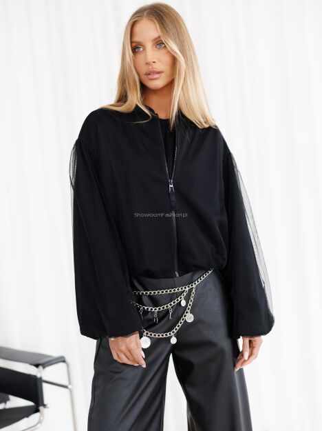 BY O LA LA!  BLUZA TIULOWA SIATECZKA CZARNA