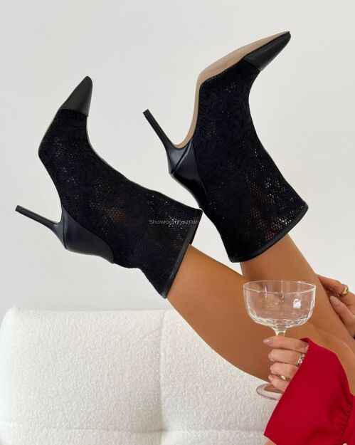 LA MILLA BUTY BOTKI KORONKOWE CZARNE