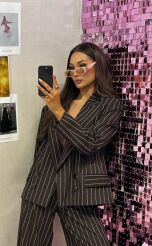 LA MILLA MARYNARKA W PASY Z SZEŚCIOMA GUZIKAMI CZEKOLADA